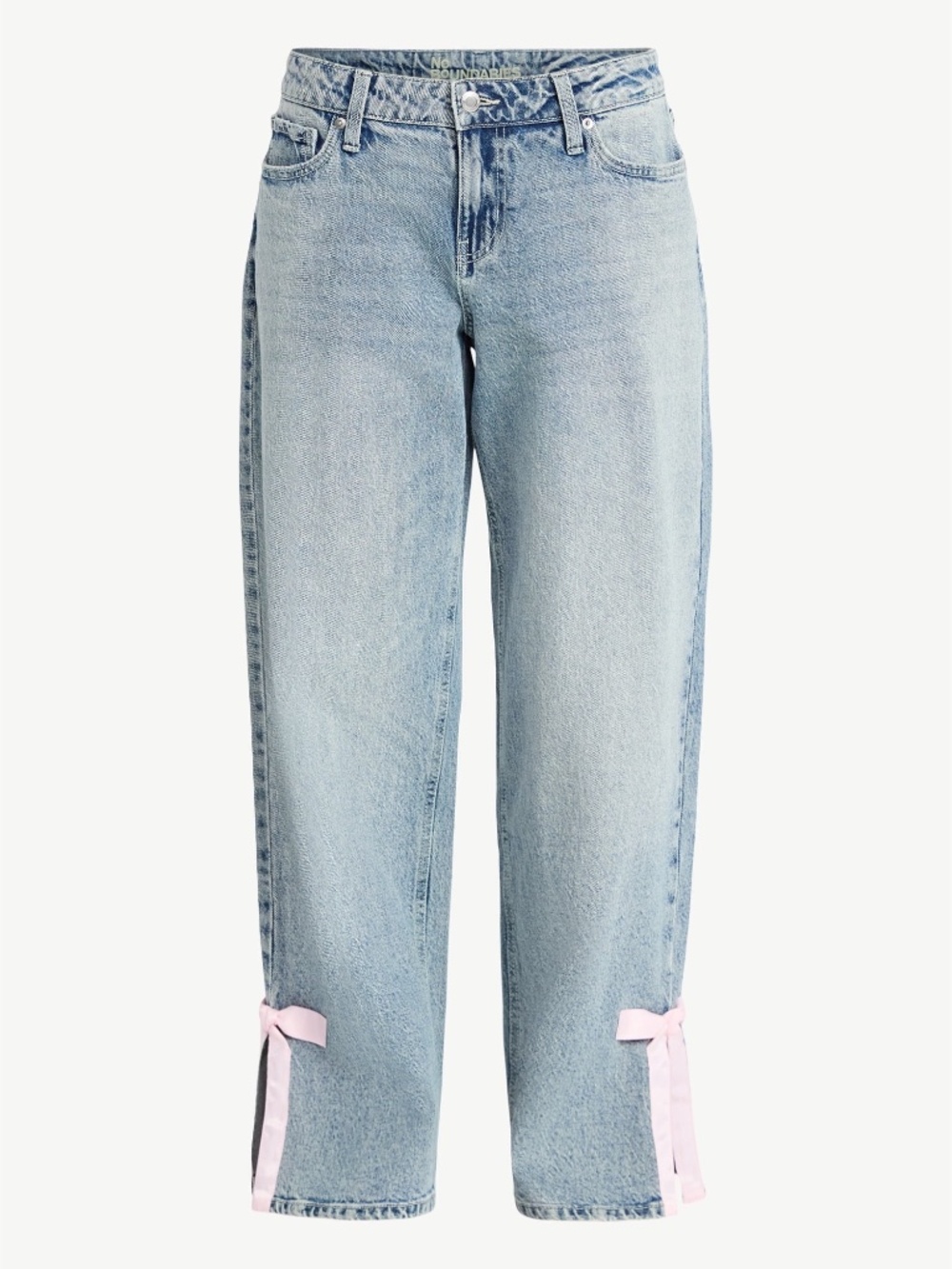 No Boundaries Side Bow Baggy Jean - Light Stone Wash - Size 4